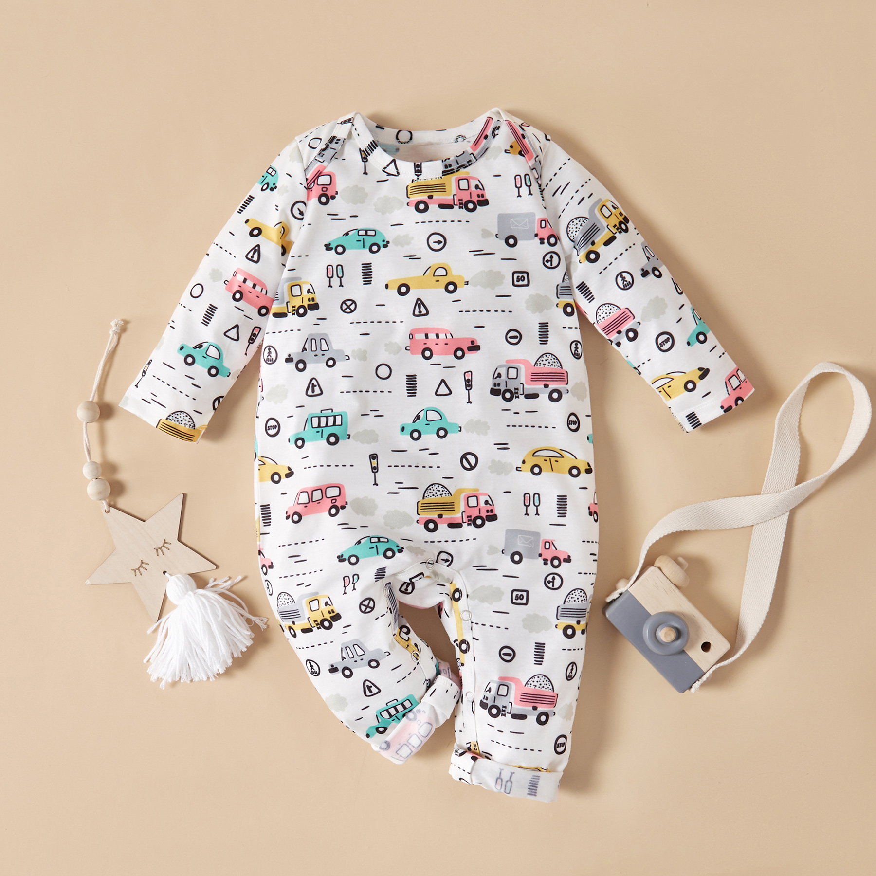 

Baby Boy Cute Car Allover Long-sleeve Jumpsuit