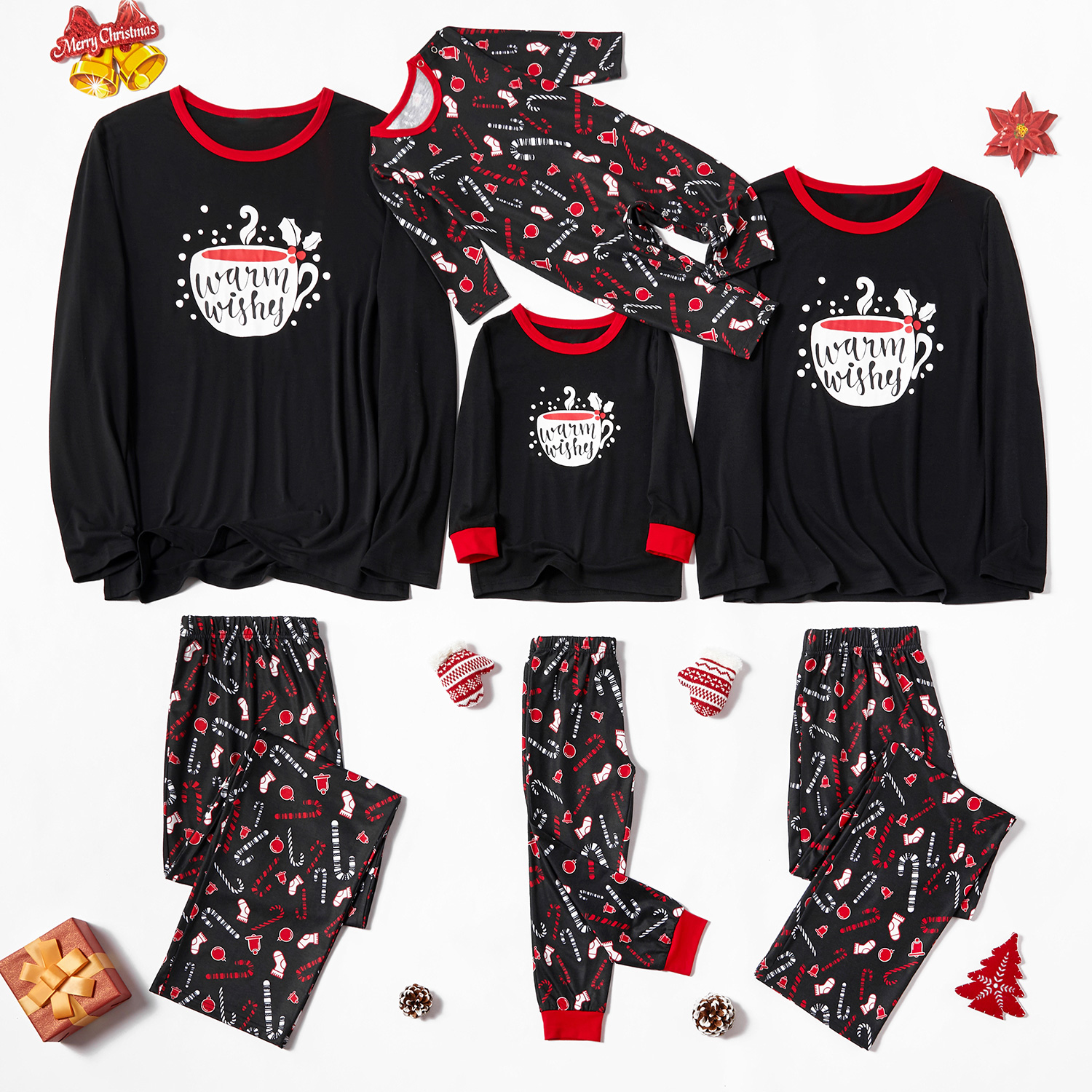 

Christmas Letter and Coffee Cup Print Family Matching Pajamas Set