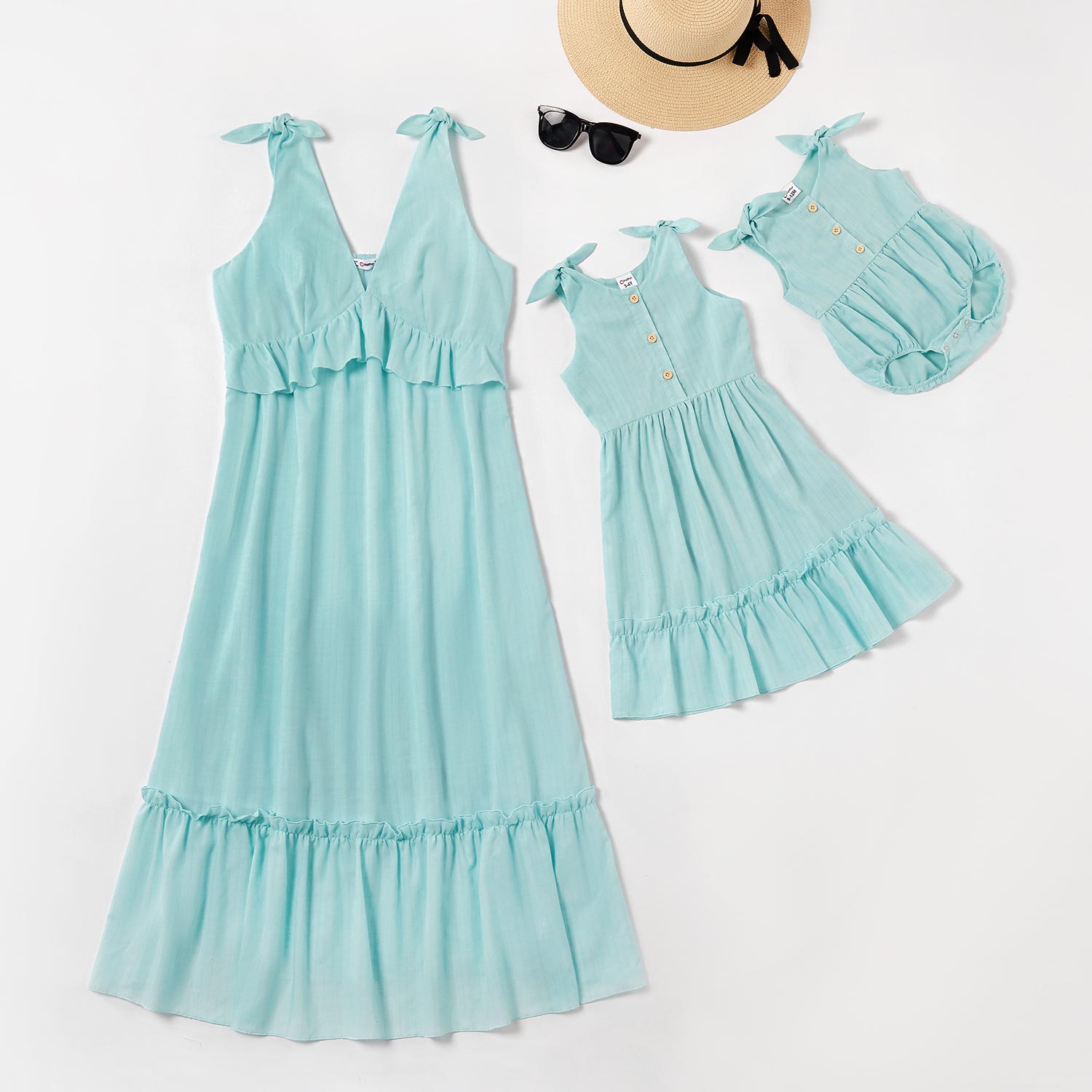 

Mosaic Mommy and Me Ruffle Solid Tank Dresses