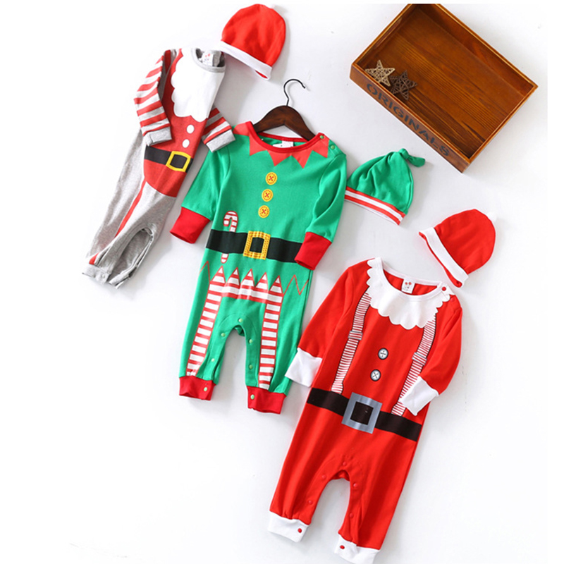 

Baby Christmas Style Long-sleeve Jumpsuit and Hat