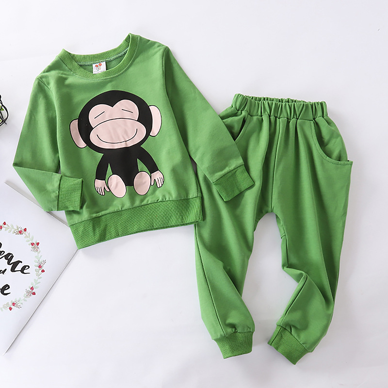 

Monkey Print Long-sleeve Top And Pants Set