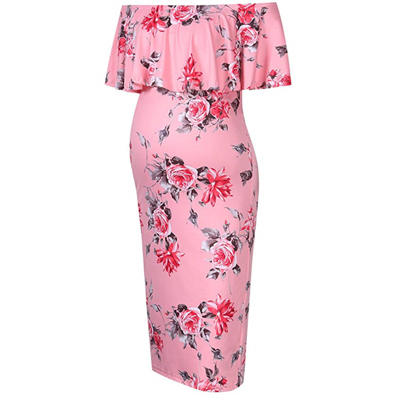 

Elegant Floral Off Shoulder Maternity Dress
