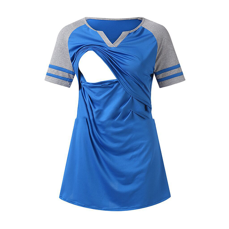 

Casual Colorblock Short-sleeve Nursing Top