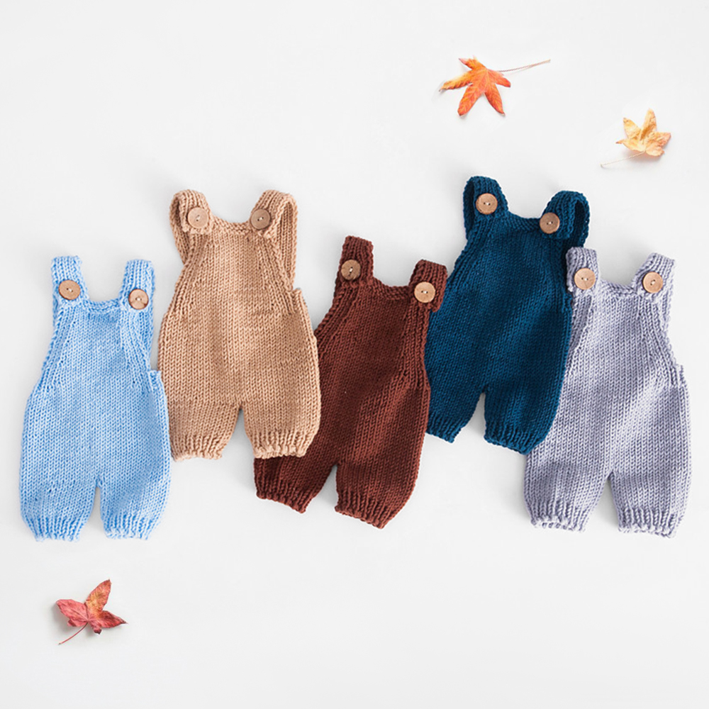 

Newborn Baby Solid Knitted Overalls