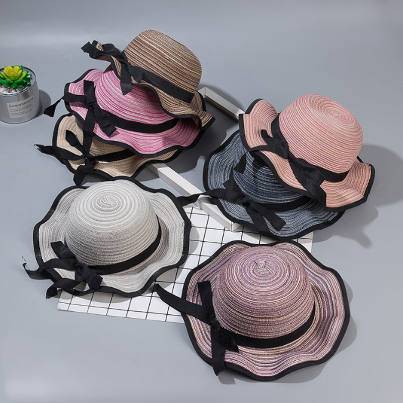 

Baby / Toddler Trendy Bow Decor Flounced Wave Sunproof Straw Hat