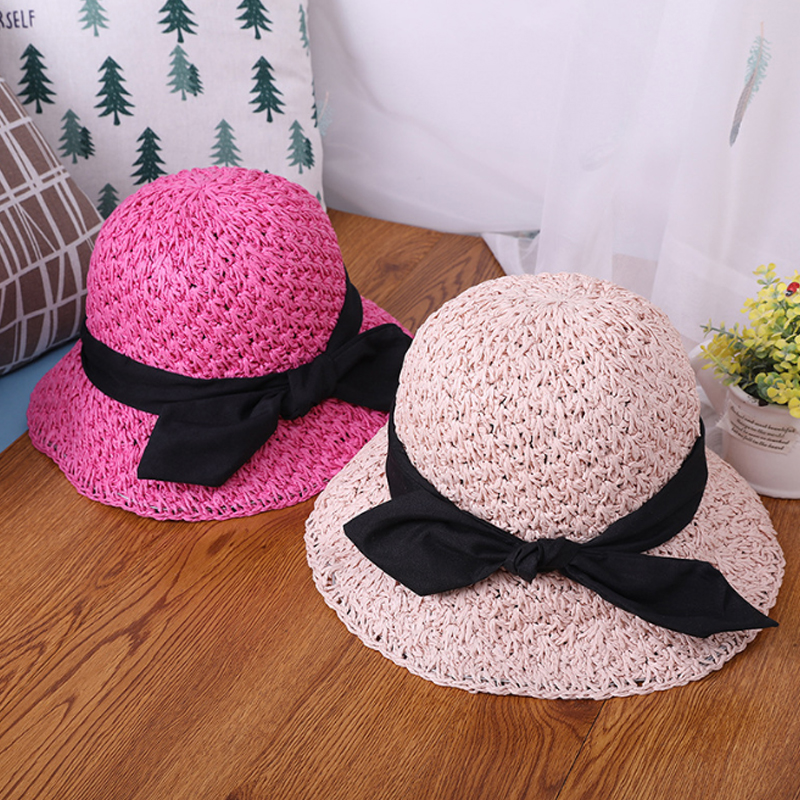 

Big Bow Decor Solid Sunproof Hat Set for Girls