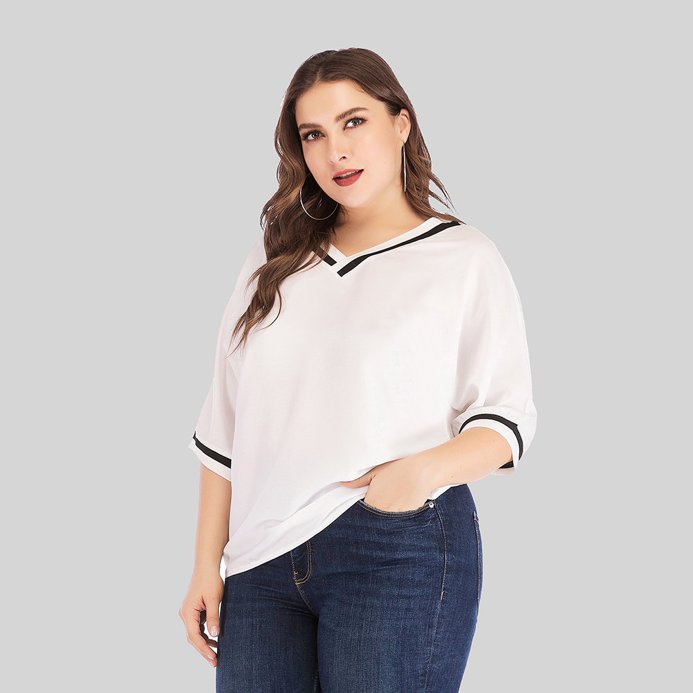 

Plus-size Women's T-shirt White Chiffon shirt Pretty