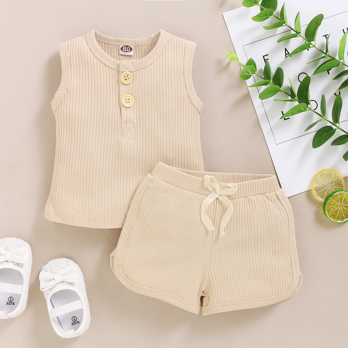 

Casual Solid Tank and Shorts Set