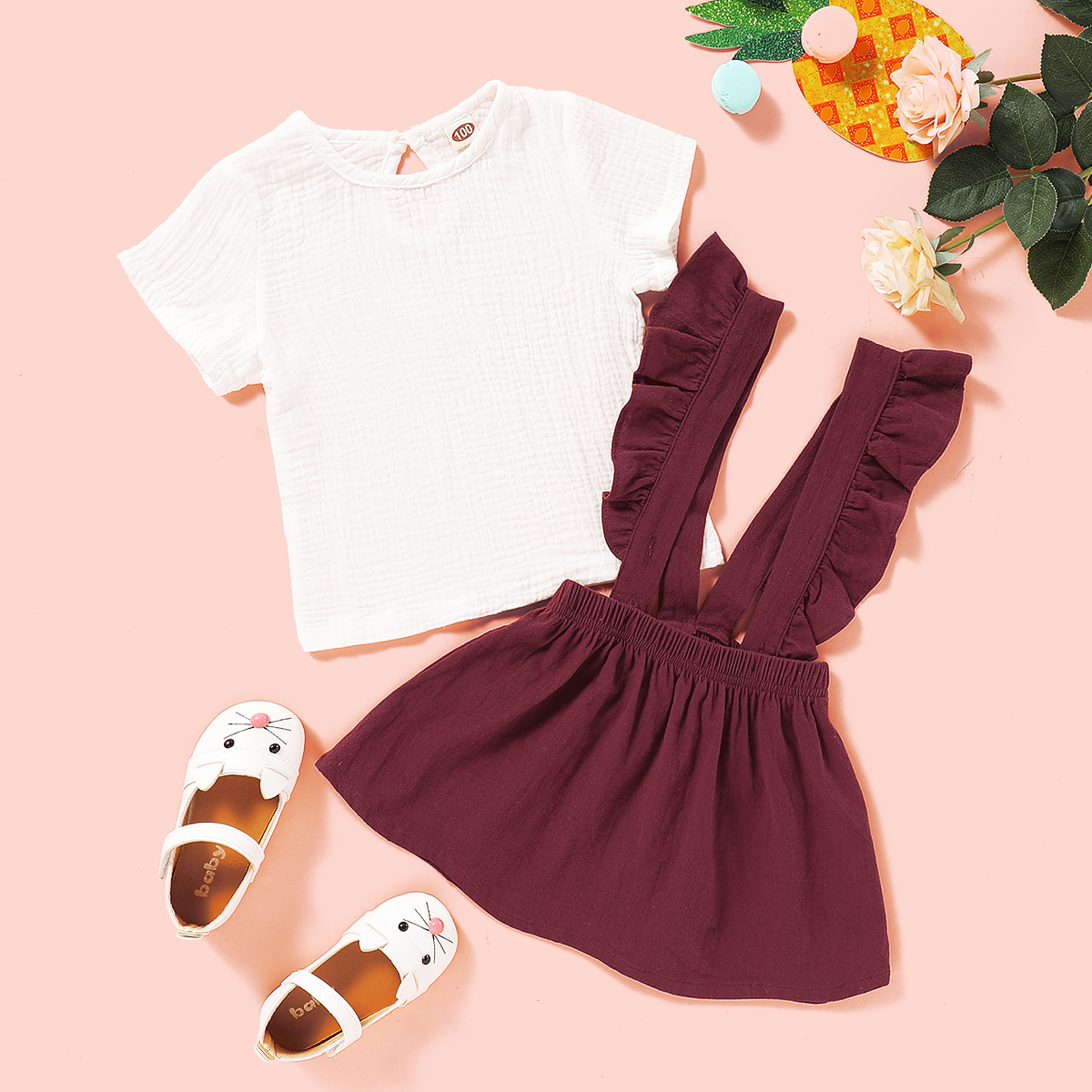 

Baby Solid Top and Strappy Skirt Set