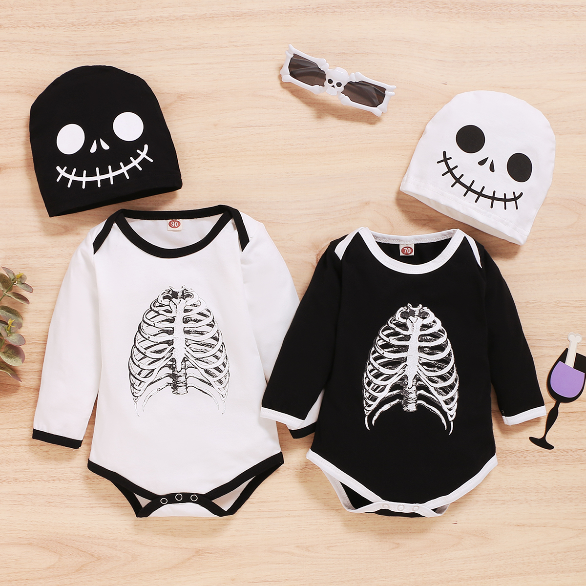 

2-piece Baby Skeleton Rompers with hat Set