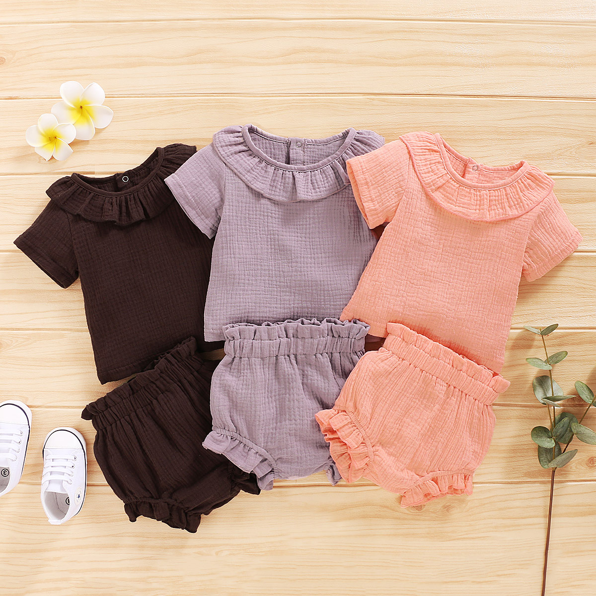 

2pcs Baby Girl Short-sleeve Cotton casual Baby's Sets