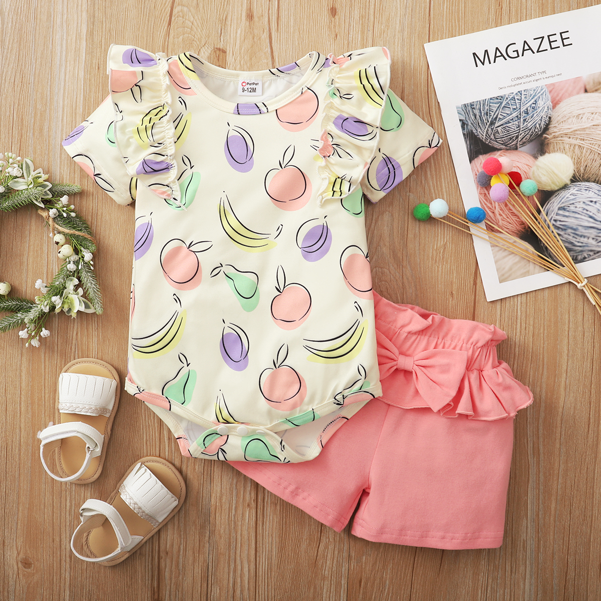 

2pcs Baby Girl Short-sleeve Sweet Fruit Baby's Sets