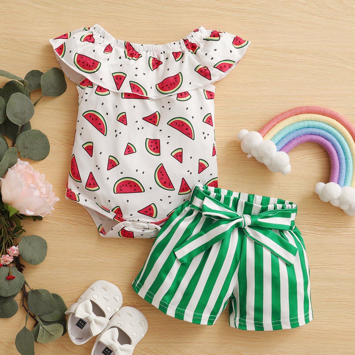 

2pcs Baby Girl Short-sleeve Sweet Fruit Baby's Sets