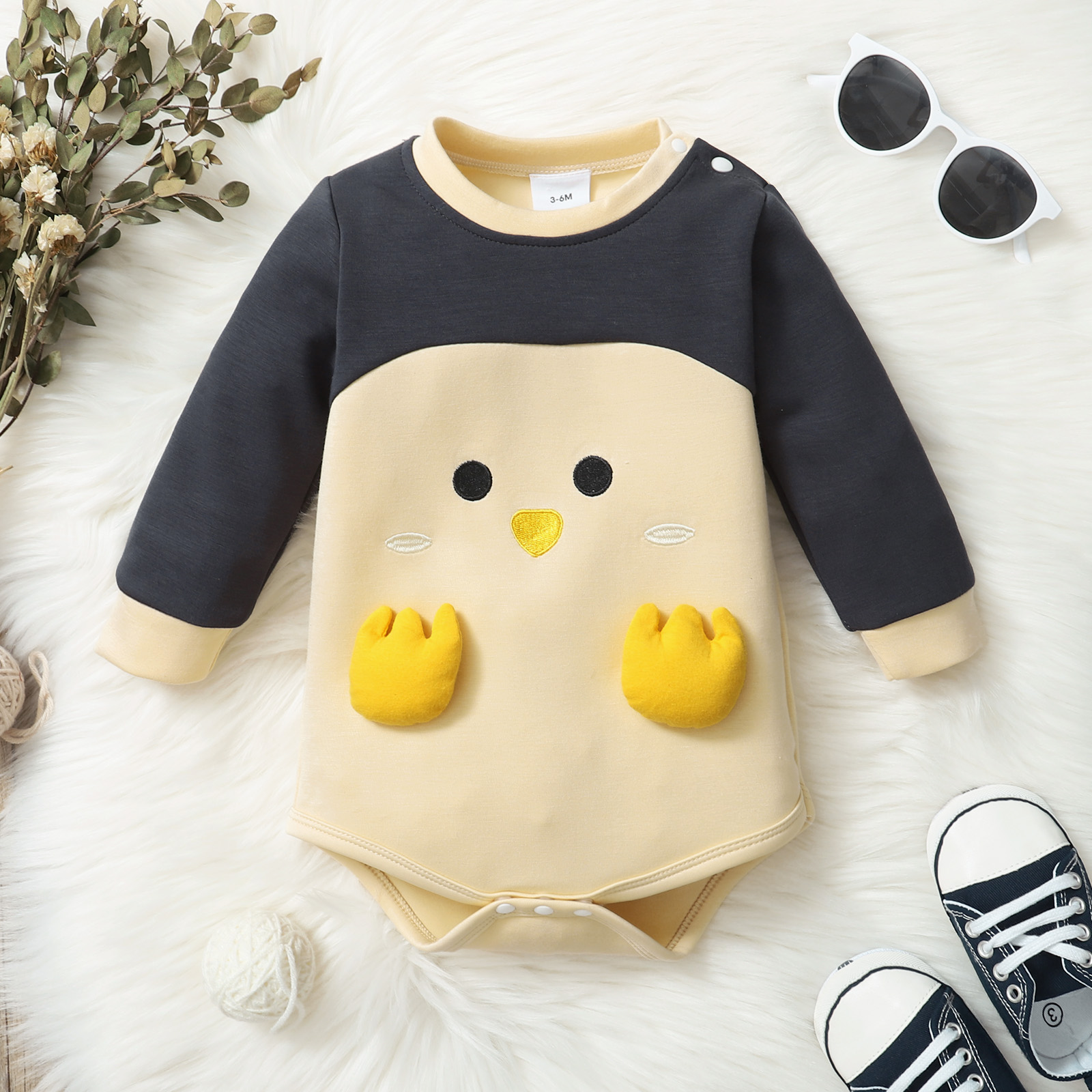 

100% Cotton 3D Cartoon Animal Paw Long-sleeve Romper Sweatshirt