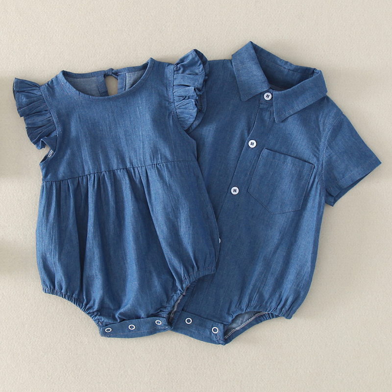 

Baby/Toddler Brother and Sister Denim Bodysuit