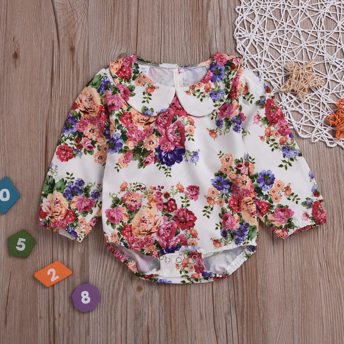 

Baby / Toddler Lovely Floral Print Doll Collar Bodysuit