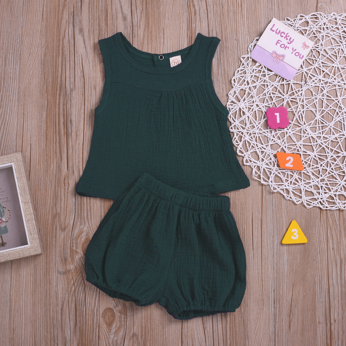 

Baby / Toddler Girl Solid Linen Set