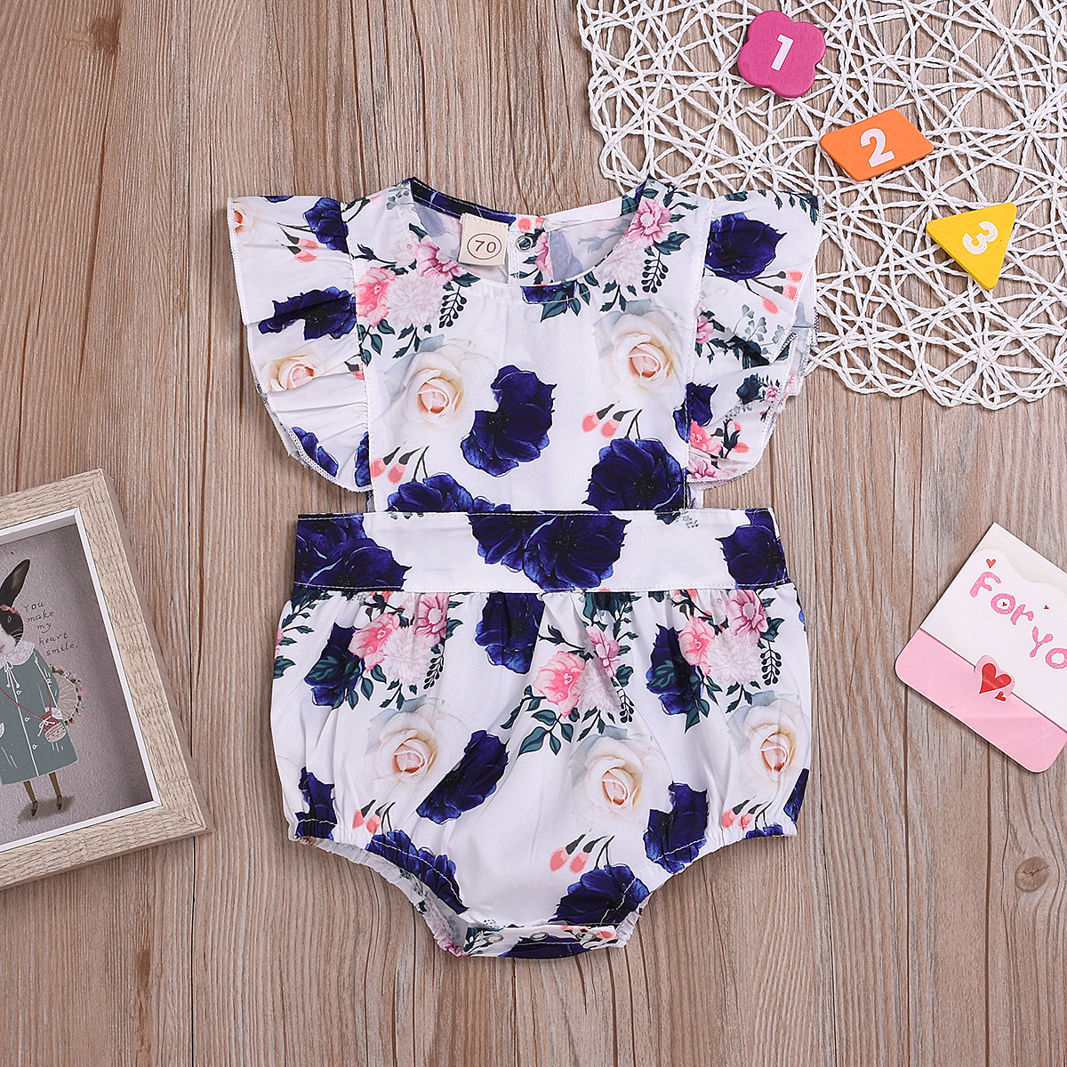 

Baby Rose Floral Ruffled Bodysuit