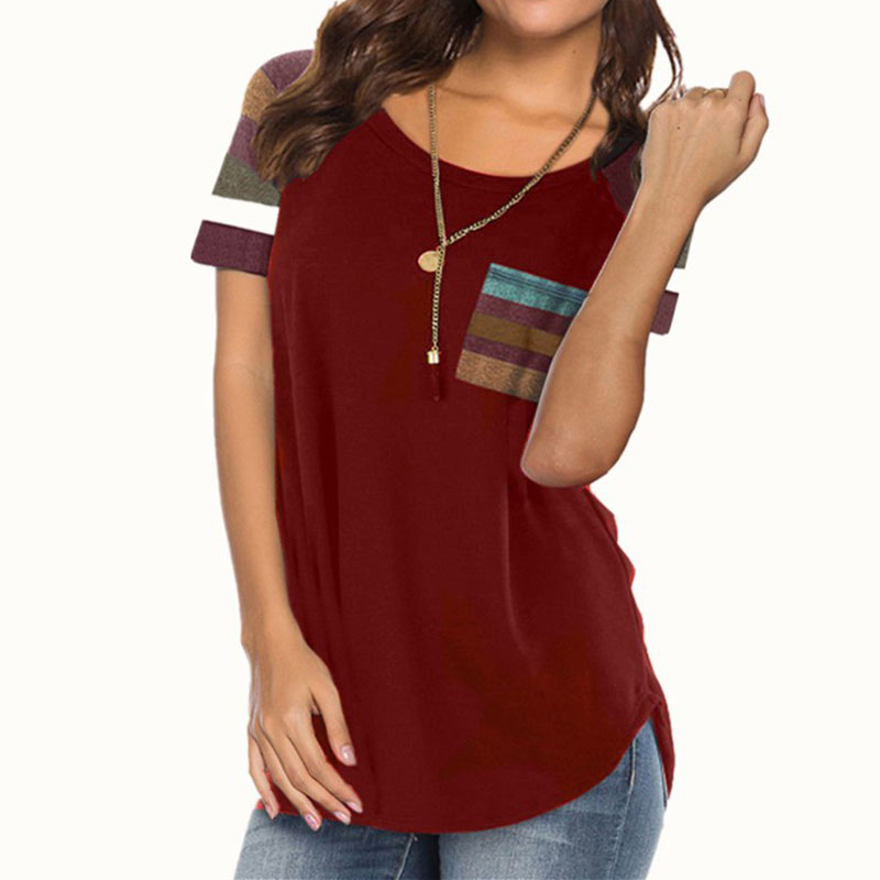 

Stylish Striped Contrast Summer Tee Top
