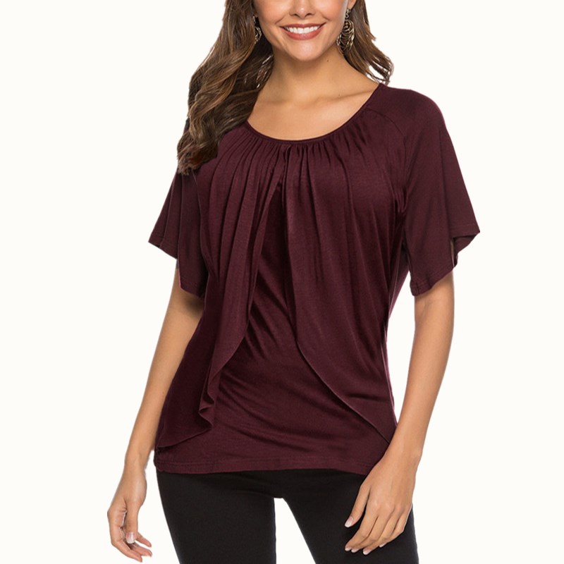 

Casual Split Solid Short-sleeve Tee