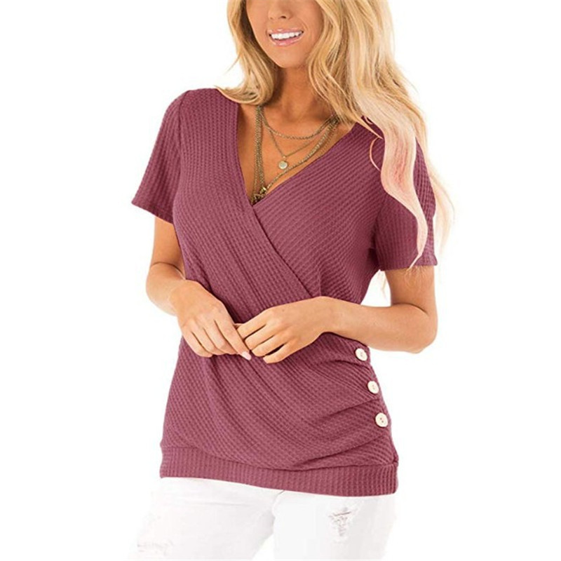 

Pretty Solid Crisscross Short-sleeve Top