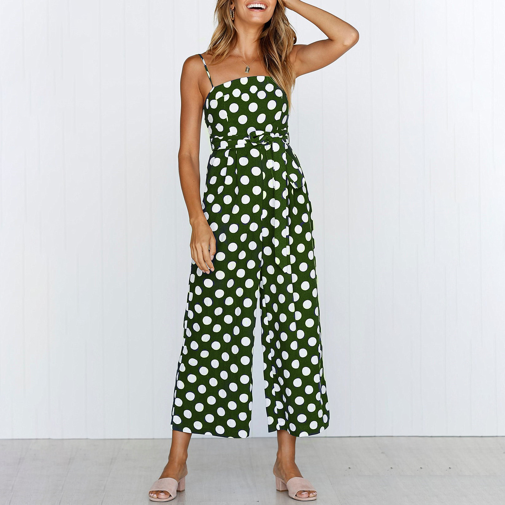 

Snappy Dotted Sleeveless Jumpsuit