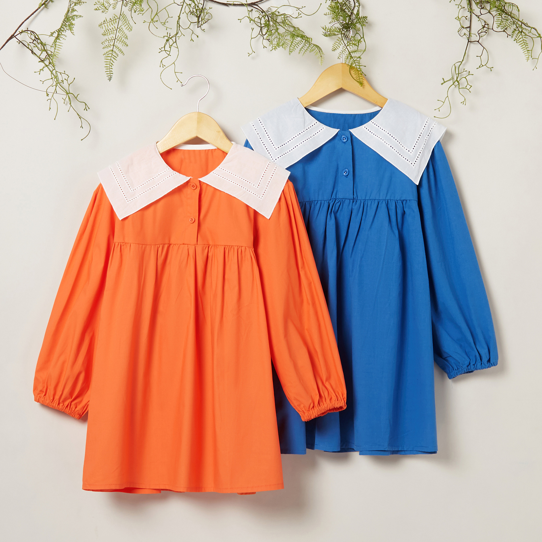 

Trendy Solid Doll Collar Long-sleeve Dresses