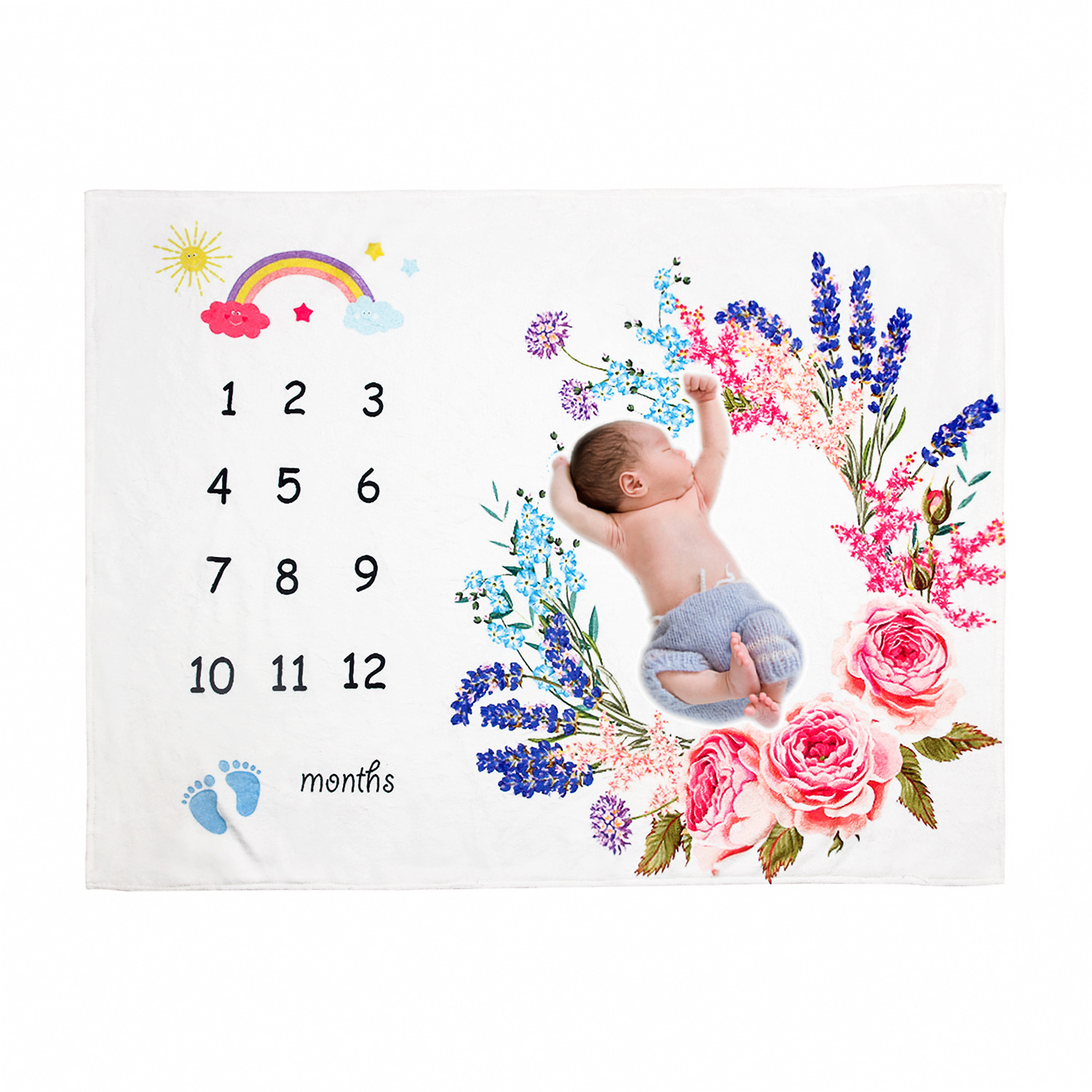 

Floral Print Baby Photography Background Blanket