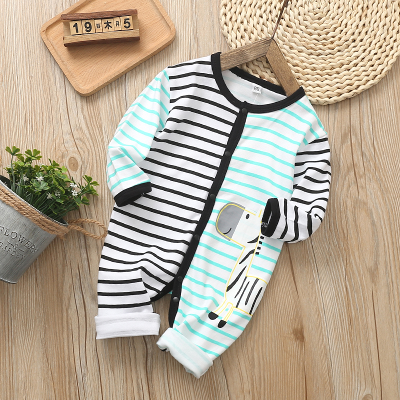 

Baby Stripe Style Zebra Print Long-sleeve Jumpsuit