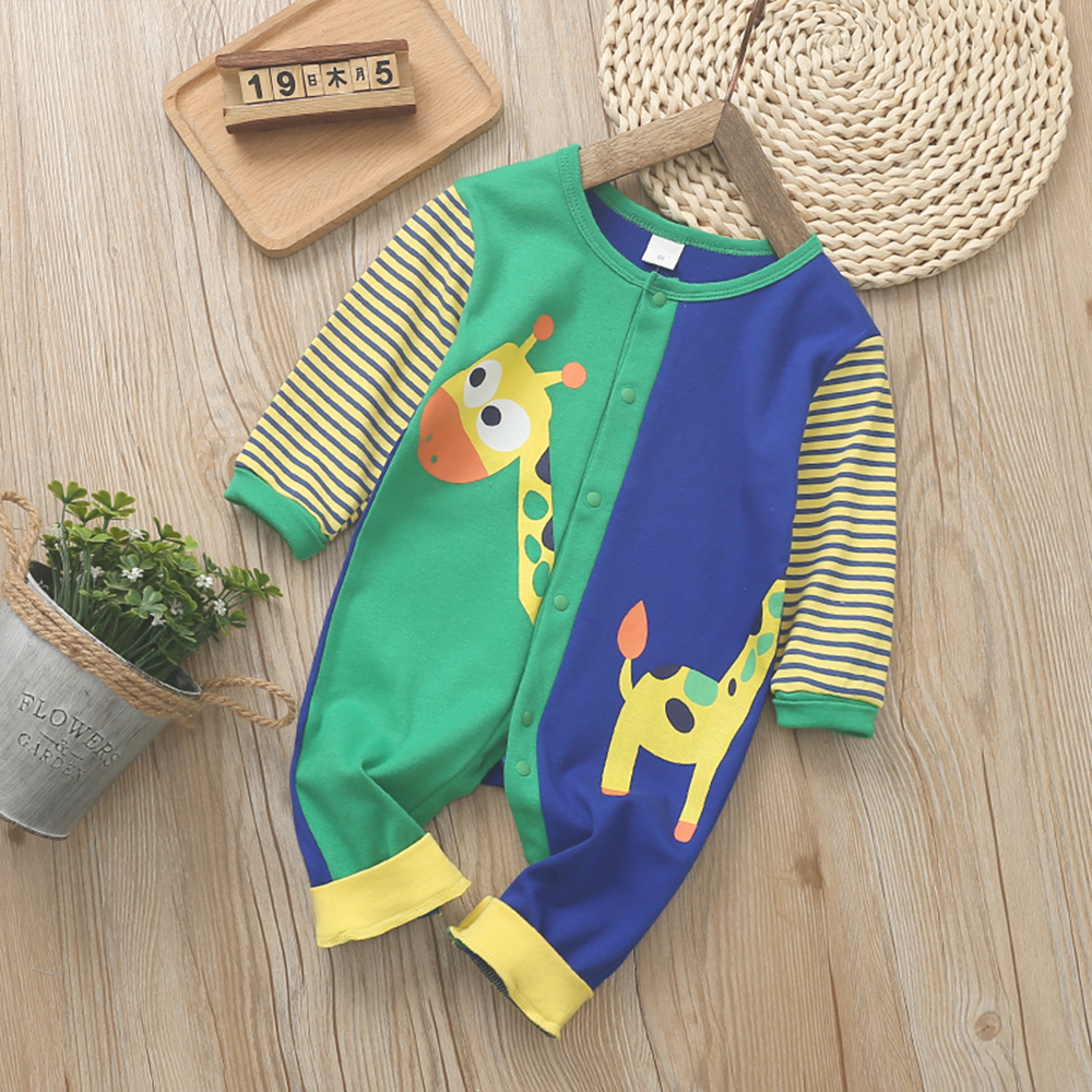 

Baby Giraffe Print Long-sleeve Jumpsuit