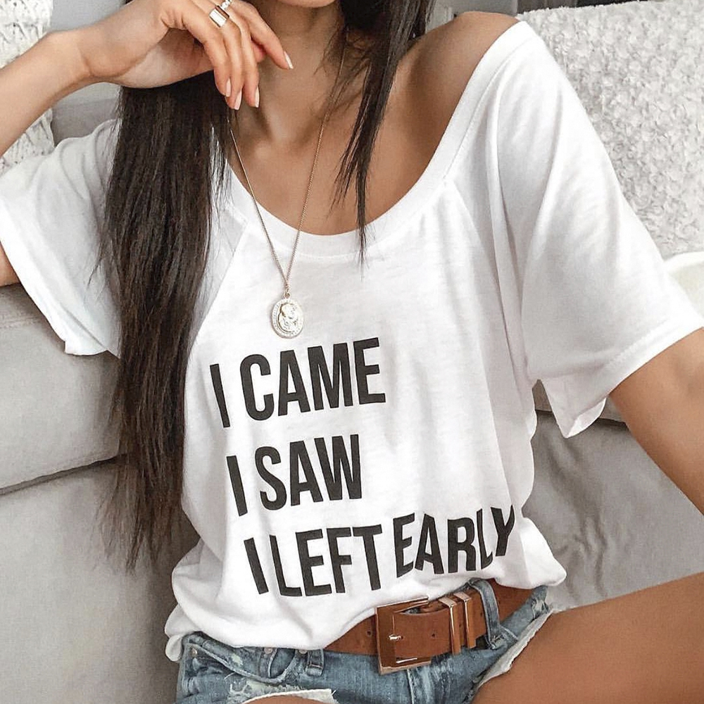 

Chic Letter Design Tee in White