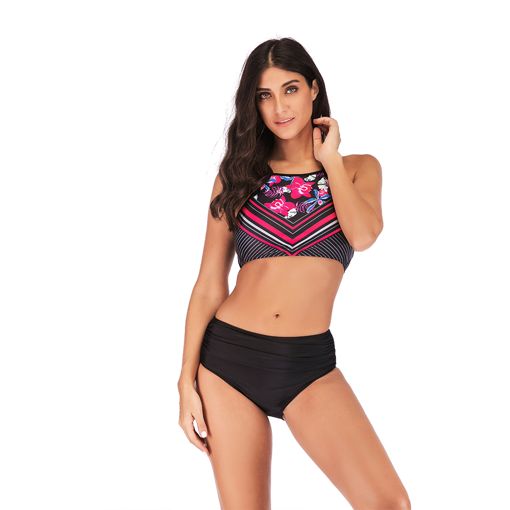 

Women 2-piece Swimsuits High Waisted Floral Print Bathing Suits Bikini Set