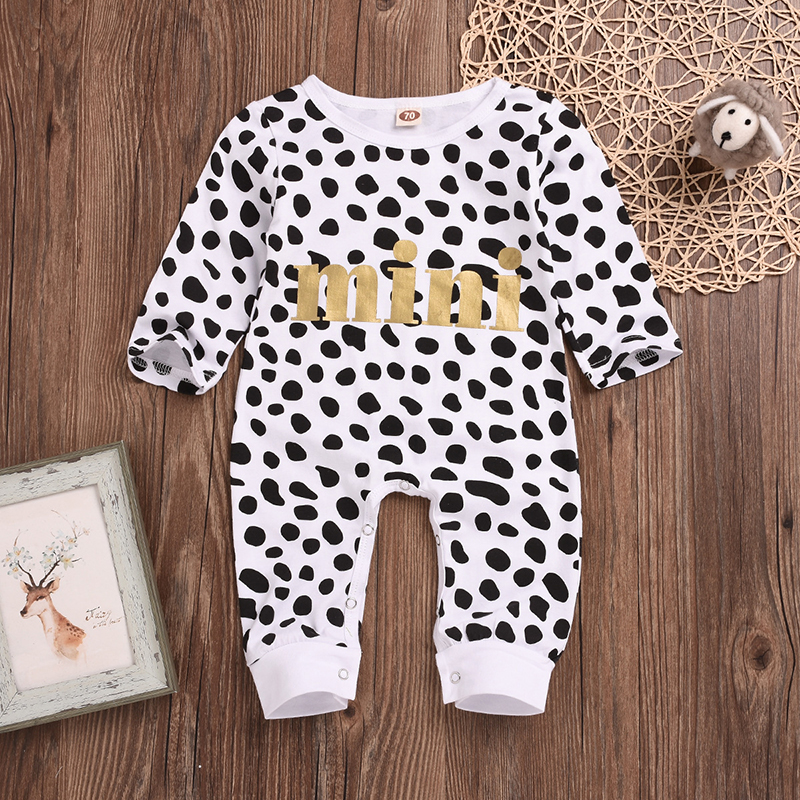 

Baby Milk Style Dotted Letter Print Round-collar Jumpsuit