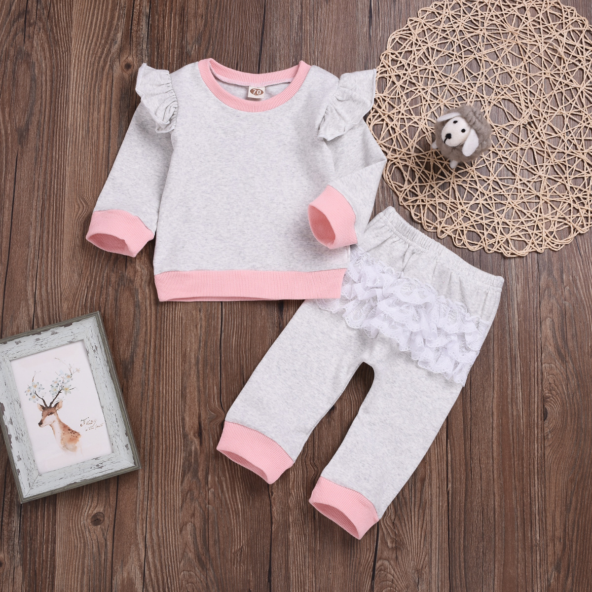 

Baby / Toddler Ruffled Long-sleeve Top and Tulle Pants Set