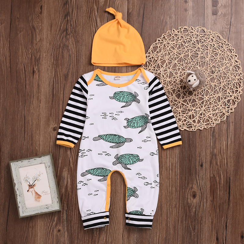 

Baby Tortoise Allover Long-sleeve Jumpsuit and Hat