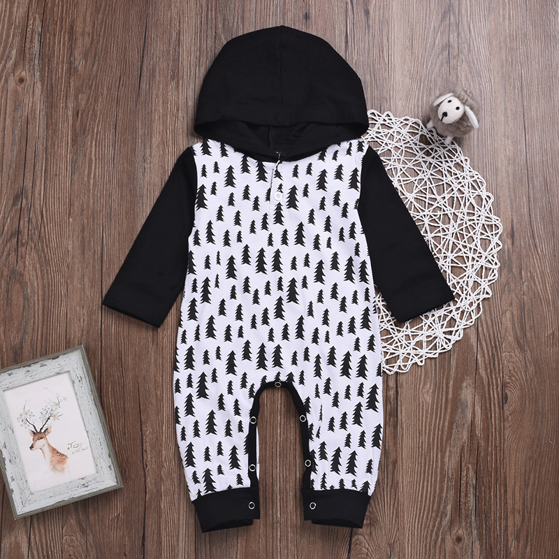 

Baby Boy Tree Allover Hooded Long-sleeve Jumpsuit