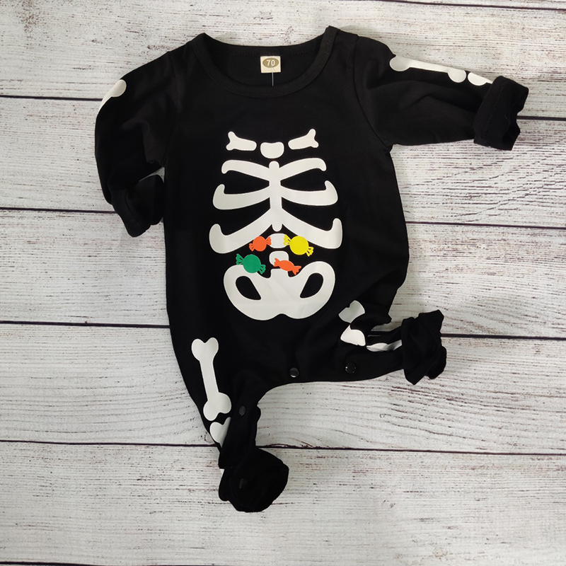 

Baby Boy Halloween Style Skeleton Print Long-sleeve Jumpsuit