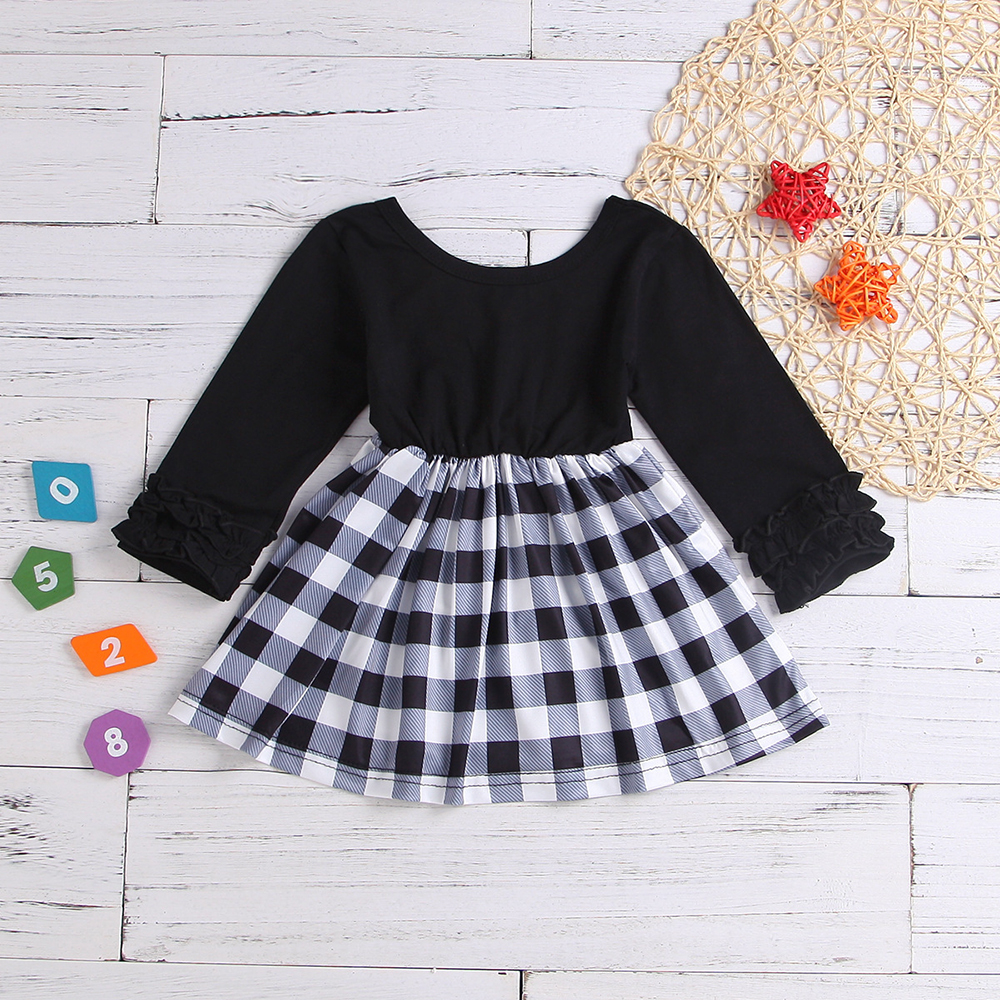 

Baby / Toddler Round Neck Plaid Splice Dress