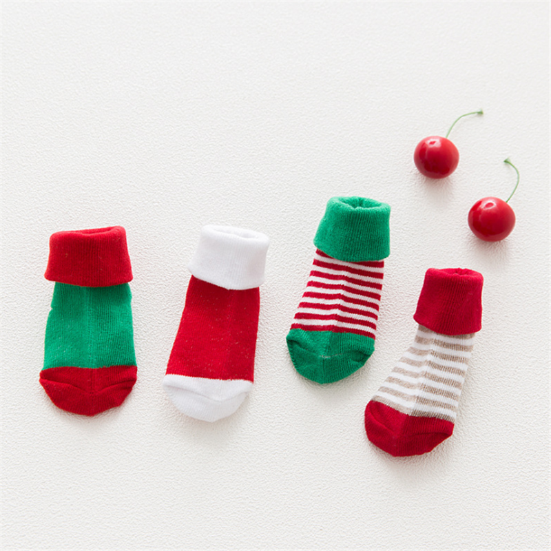 

4-pair Baby Christmas Style Cotton Socks Set