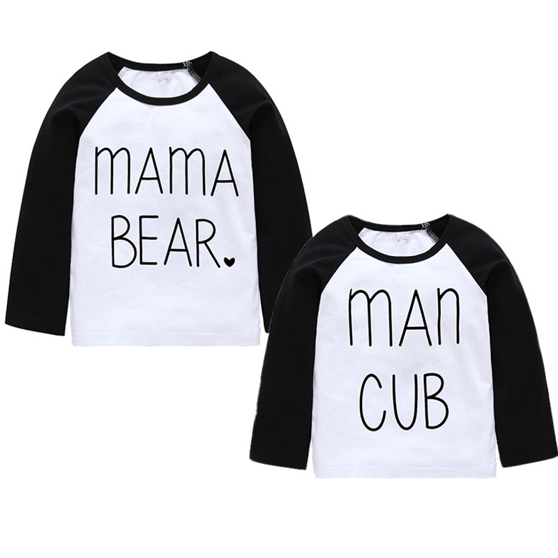 

Stitching Long-sleeve Letter Tee for Mommy and Me