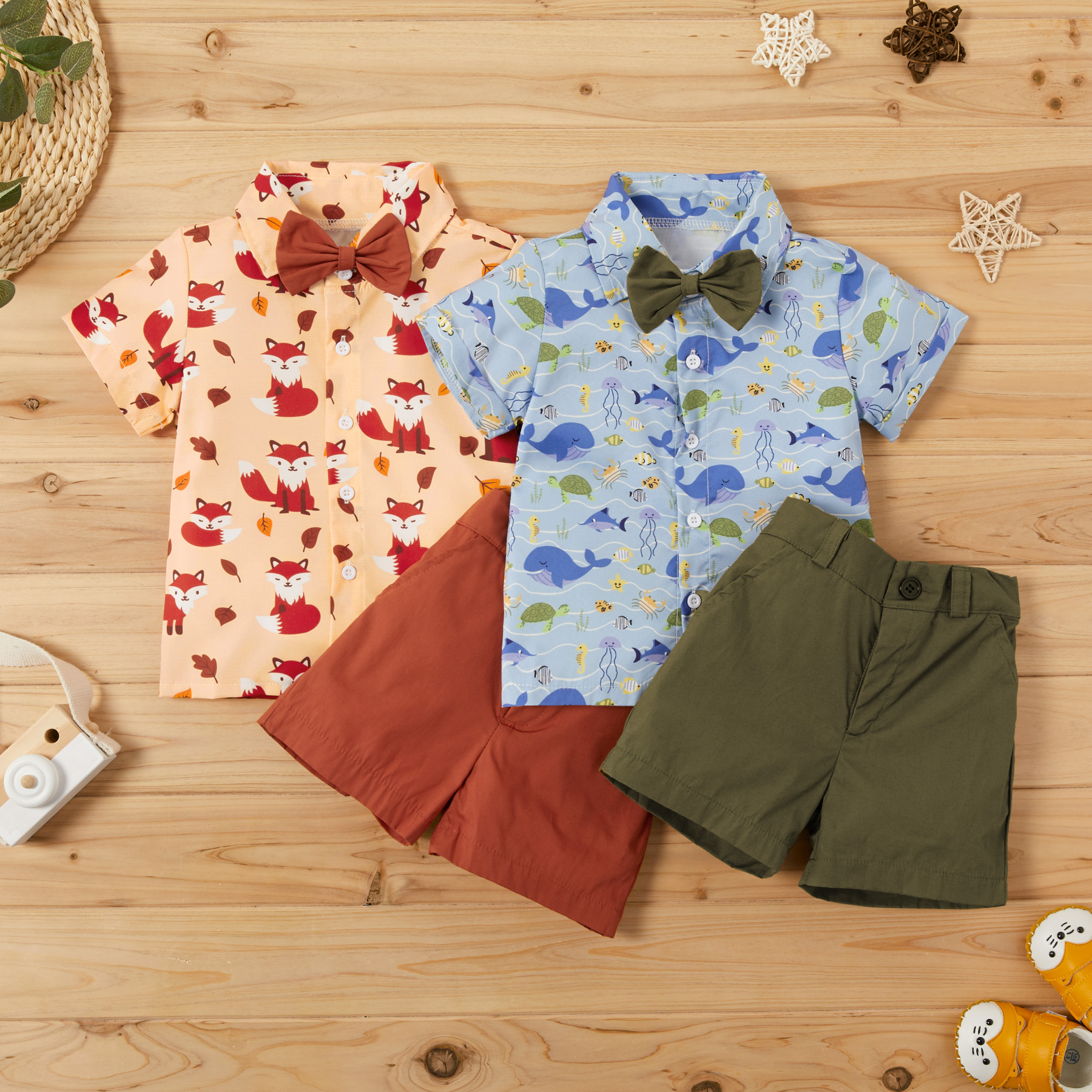 

Baby Comfy Animals Print Shirt and Shorts Set