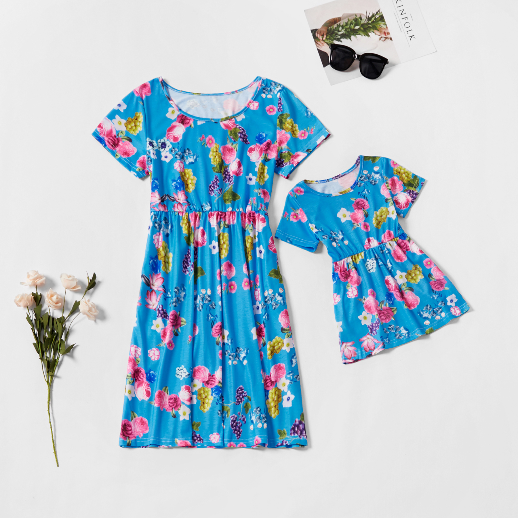 

Grape Printed Fitted Matching Dresses