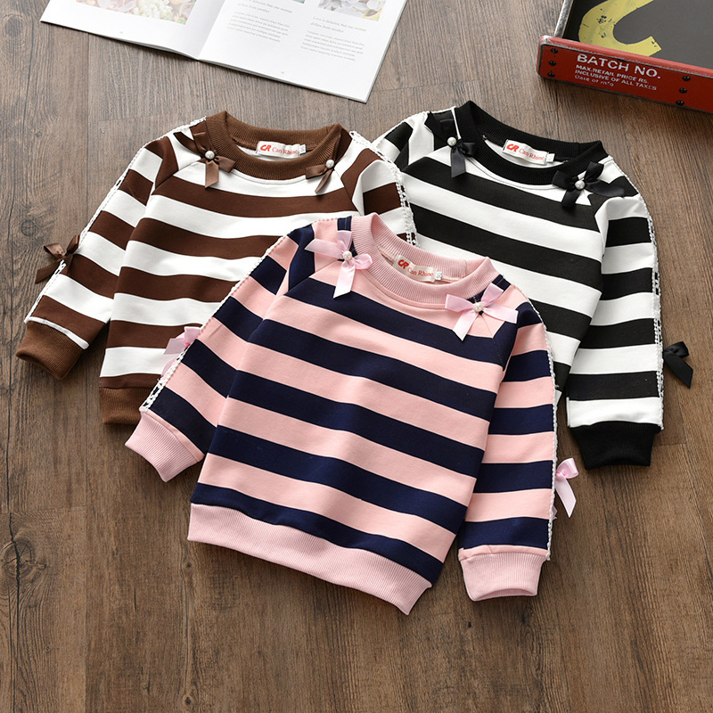 

Baby / Toddler Bow Decor Striped Lace Pullover