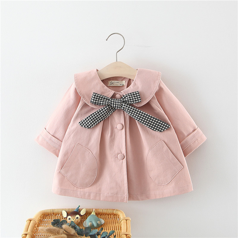 

Baby / Toddler Plaid Bow Decor Doll Collar Jacket