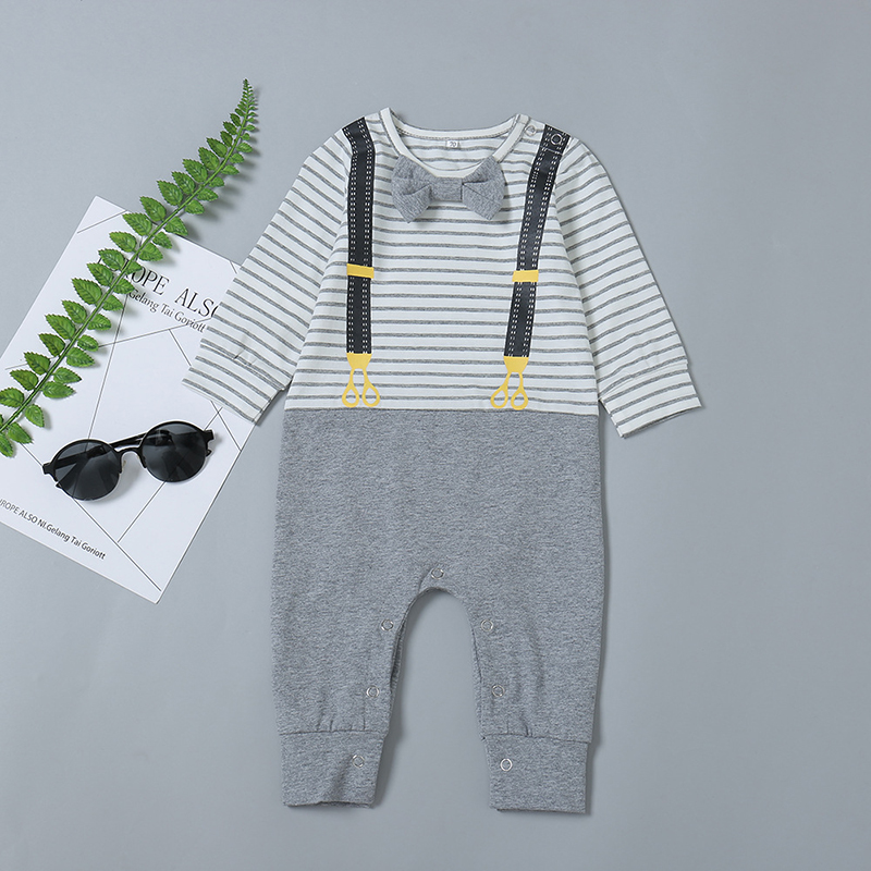 

Baby Boy Gentleman Style Bowknot Decor Long-sleeve Jumpsuit