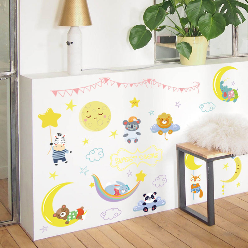 

Animals On Moon Sticky Wall Decor