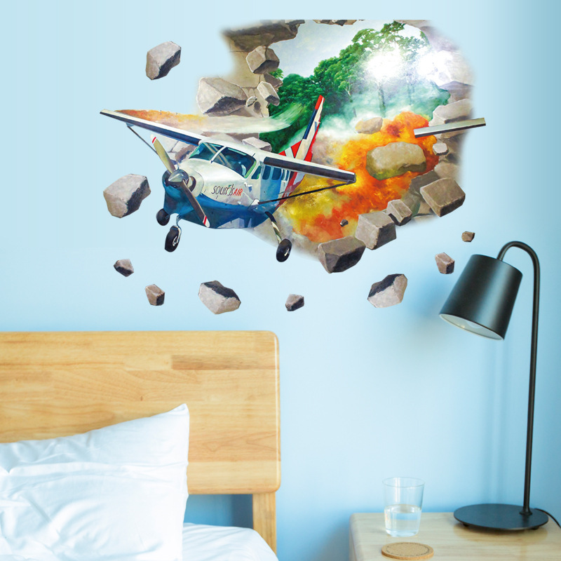 

3D Plane Knocking Sticky Wall Decor