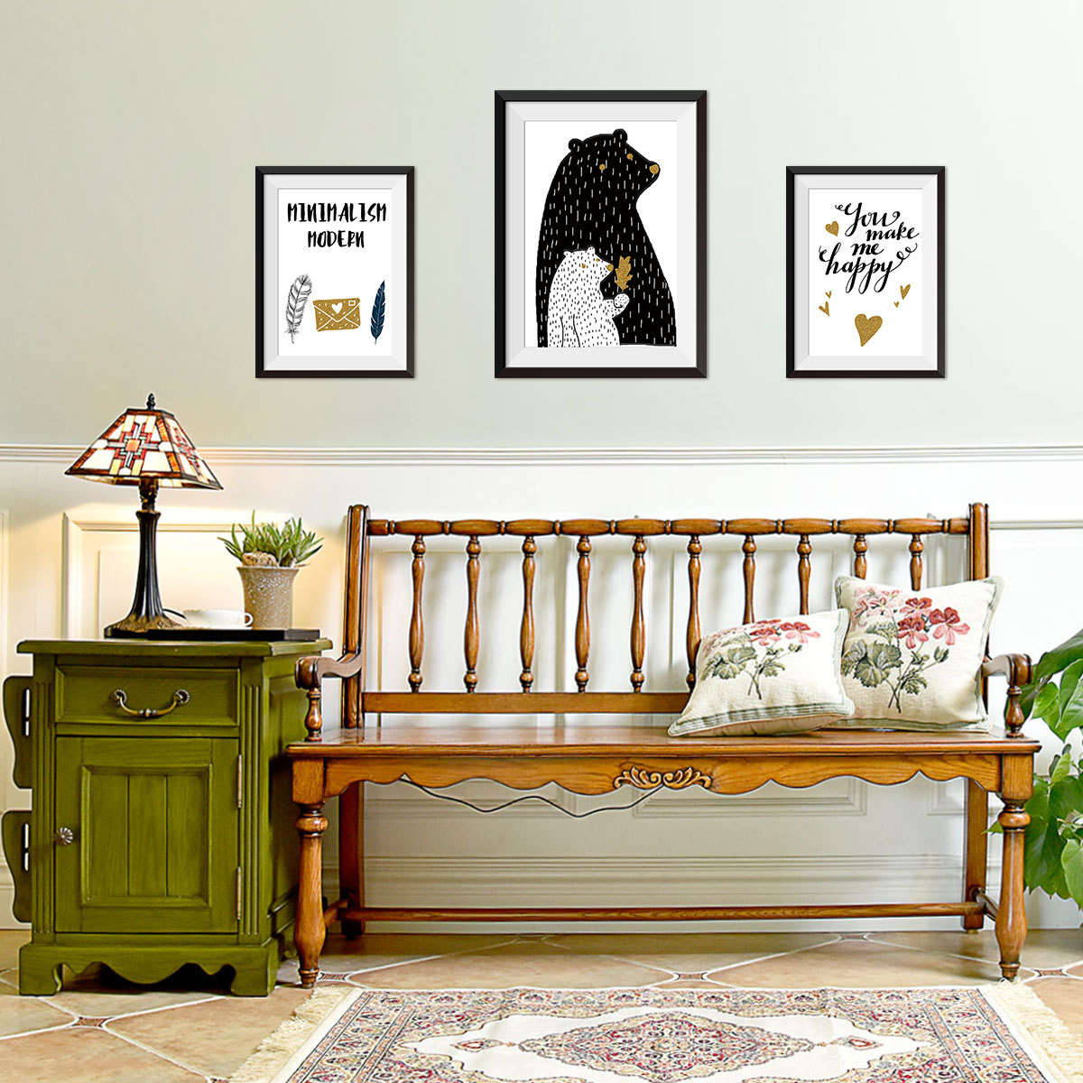 

3 Pcs 3D Frame Design Bear Wall Decor