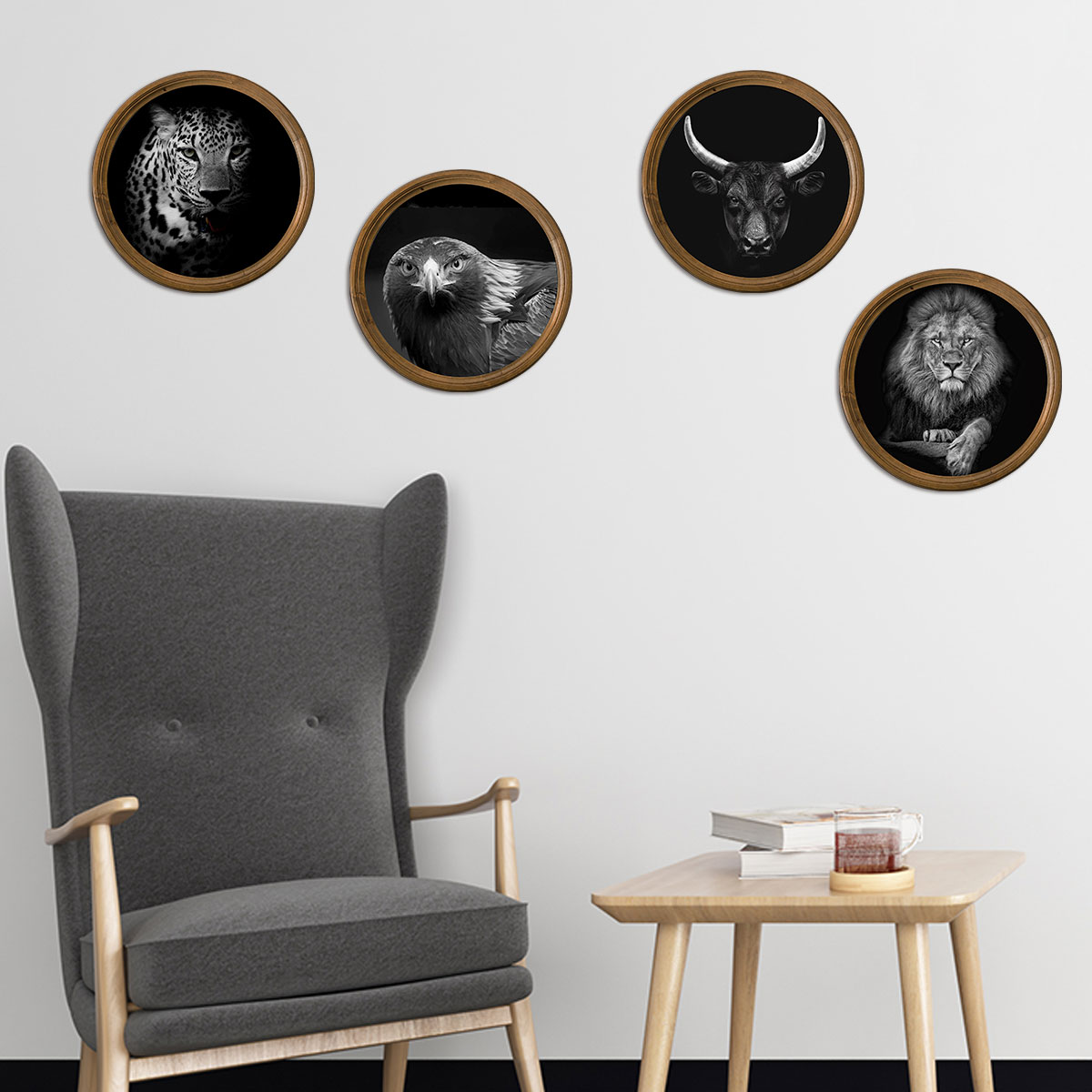 

4 Pcs Frame Design Animal Wall Decor