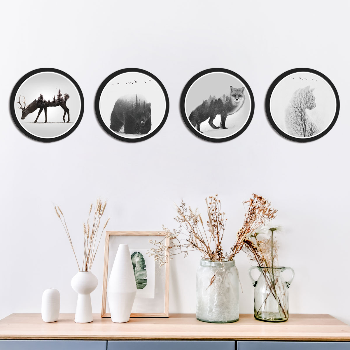 

4 Pcs Frame Design Animal and Nature Wall Decor